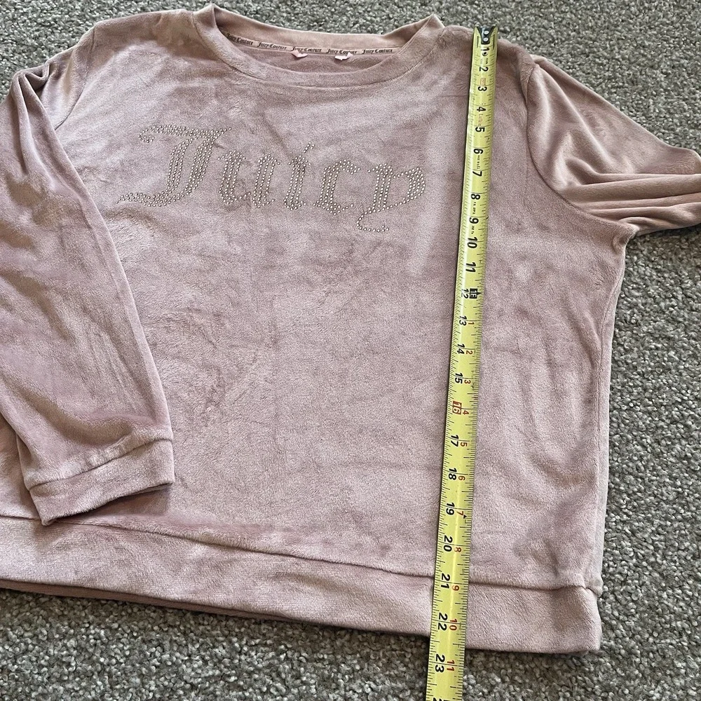 Juicy Couture Blush Pink Velour Bling Top Sleep Shirt Sz L Cozy Loungewear‎ Y2K
